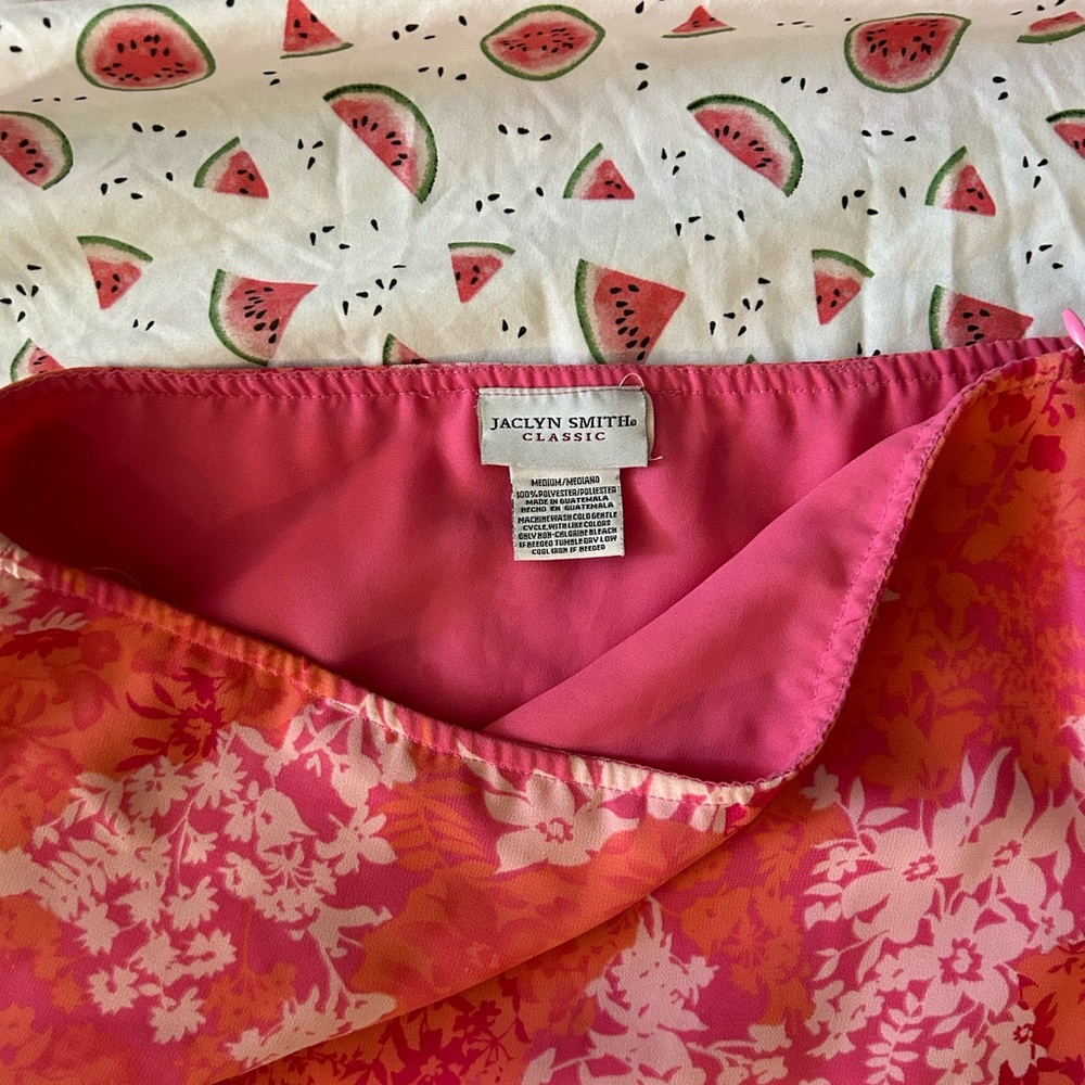 Hawaiian pink long floral skirt medium